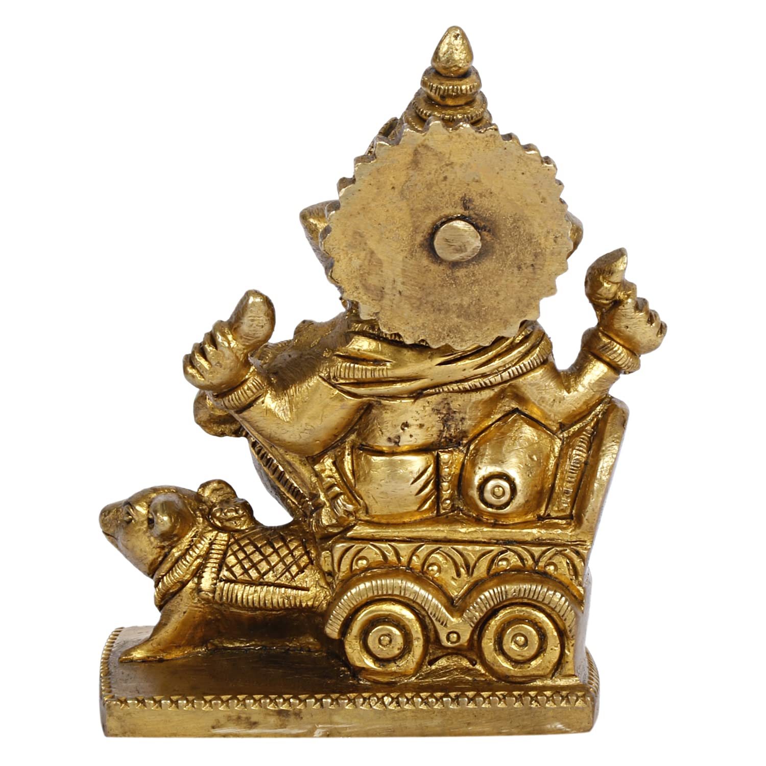 Svarup Brass Ganesh Bhagwan Idol Rat Rath Ganesha Statue Ganpati Murti Height 3.75 Inch